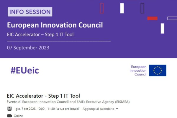 Let’s participate to the EIC Accelerator info session on 1 step IT Tool – 7th September 2023